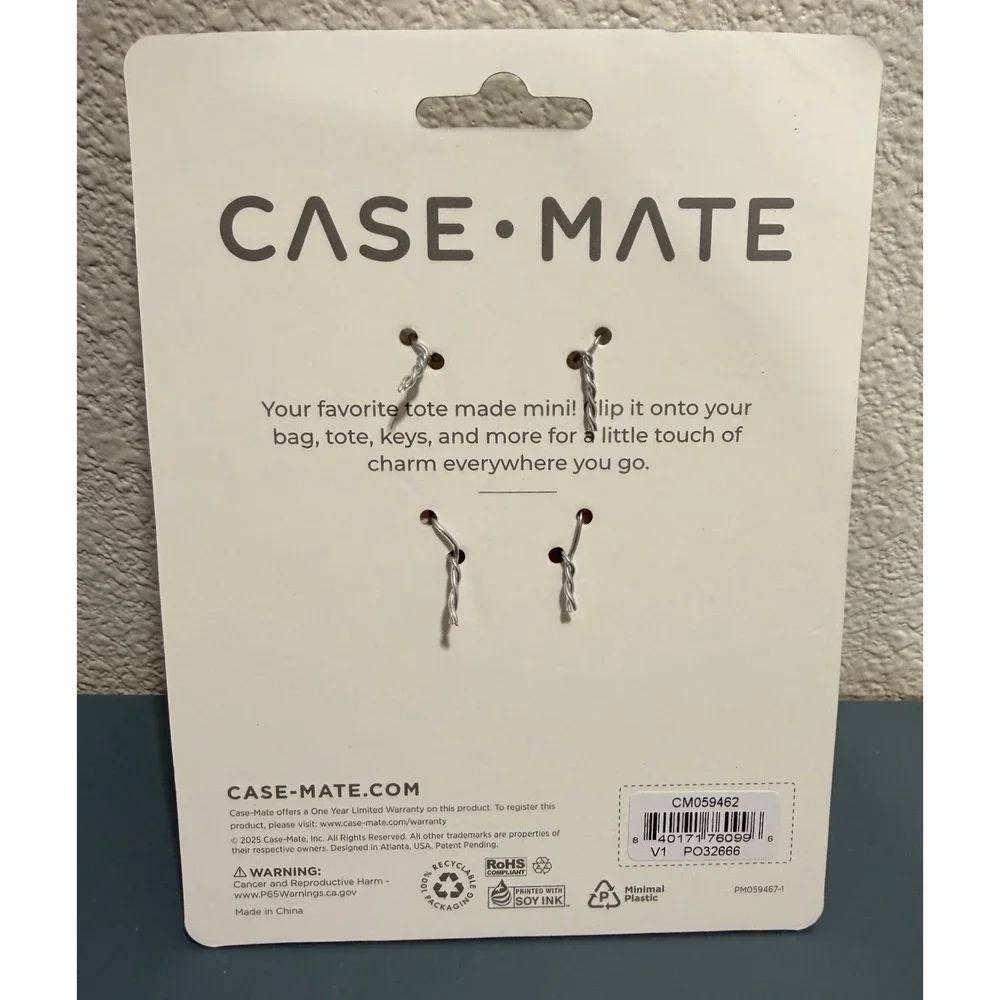 Case-Mate Tini Tote Charm‎ Keychain Pink Clear Mini Bag Bow CM059462 NEW